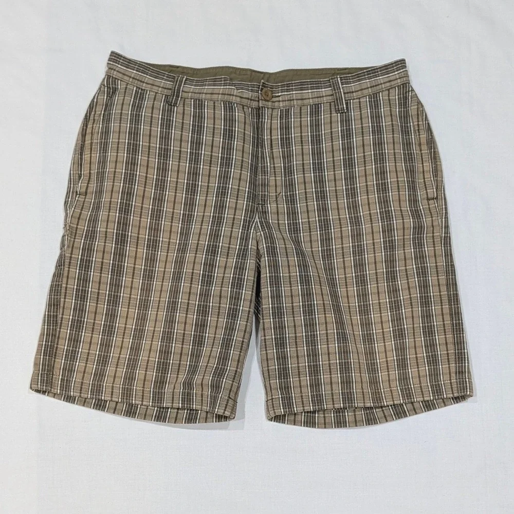 The North Face Mens Brown Plaid Hiking Shorts Size 36 Regular Outdoor Utility